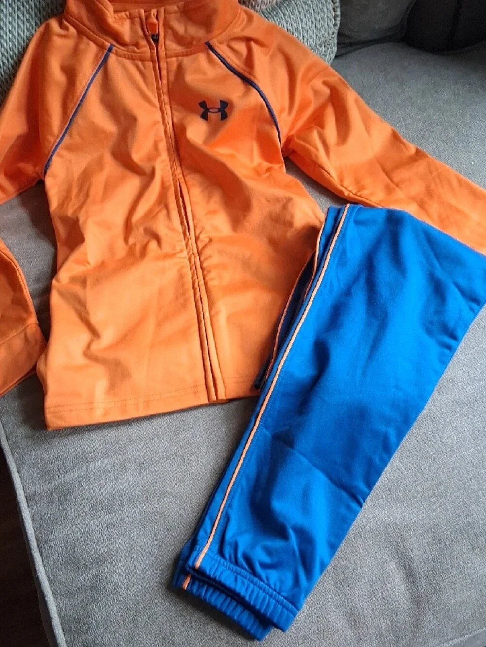 Under Armour Orange Zip Jacket with Blue Athletic Pants